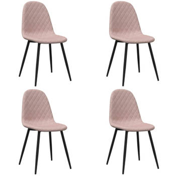 vidaXL Eetkamerstoelen 4 st fluweel roze