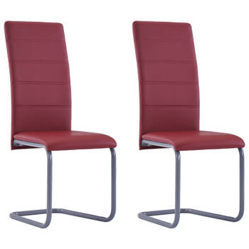 vidaXL Eetkamerstoelen 2 st kunstleer rood