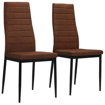 vidaXL Eetkamerstoelen 2 st stof bruin