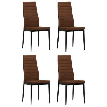 vidaXL Eetkamerstoelen 4 st stof bruin