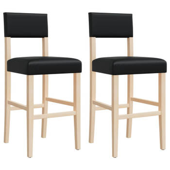 vidaXL Barstoelen 2 st massief rubberhout en kunstleer