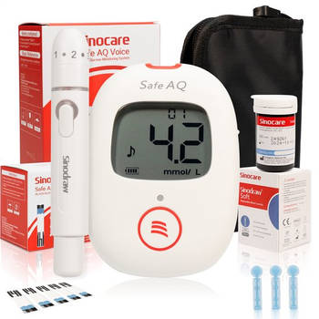 Sinocare Safe AQ Voice - Professionele Glucosemeter - mmol/L - Bloedsuikermeter Incl. 50 teststrips & 50 naalden