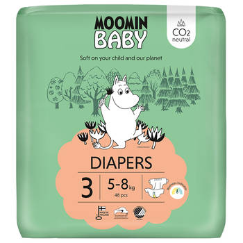 Moomin Baby Eco Wegwerpluiers - Maat 3 - Nordic Swan Ecolabel - Absorberend - Anti-allergisch - CO2 Neutraal