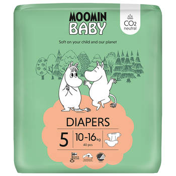 Moomin Baby Eco Wegwerpluiers - Maat 5 - Milieuvriendelijk - Anti-allergisch - CO2 Neutraal