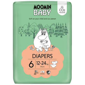 Moomin Baby Eco Wegwerpluiers - Maat 6 - Absorptie - Anti-allergisch - Pasvorm