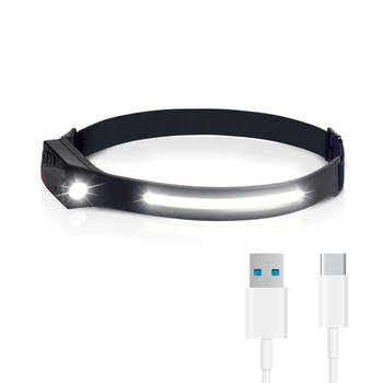 FlinQ Oplaadbare LED Hoofdlamp - USB oplaadbaar - Bewegingssensor - Verstelbaar - Zwart