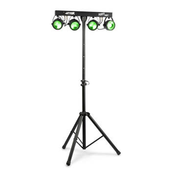 Discolampen op Statief - MAX Partybar11 - 4x 20W COB PAR - RGB Feestverlichting Set