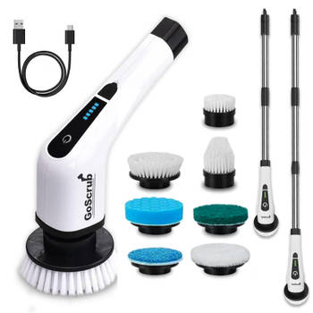 GoScrub® Cleaning King V1 - Elektrische Schoonmaakborstel – Schrobber - Schrobborstel - 9 opzetstukken