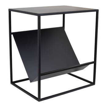 LOFT42 Freek Bijzettafel met Tijdschriften- of Krantenbak - Metaal - Mat Zwart - 47x36x29