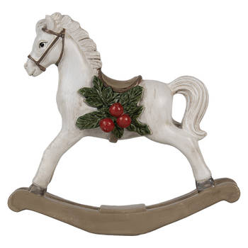 Clayre & Eef Decoratie Beeld Hobbelpaard 16 cm Wit Kunststof Wit