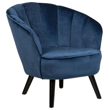 Beliani DALA - Fauteuil-Blauw-Fluweel