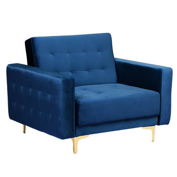 Beliani ABERDEEN - Fauteuil-Blauw-Fluweel