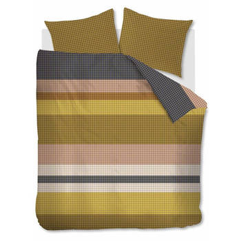 Beddinghouse dekbedovertrek Grid Stripe - Goud - Lits-jumeaux 240x200/220 cm