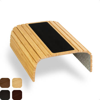 Tuko Armleuning dienblad voor bank - Naturel - FSC bamboe - Flexibel - Anti slip - Organizer - Banktafel