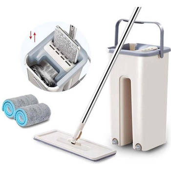 Elfida Flat Mop Schoonmaak Dweil, Schoonmaakmop Inclusief Twee Pads, 2x3 Liter Reservoir