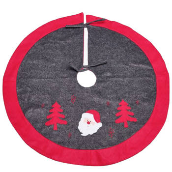 Kerstboomrok / Kerstboomkleed - Met Kerstman Print - 91 x 91 cm Grijs Rood