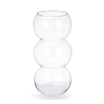 Giftdecor Bloemenvaas bol vorm - transparant glas - D17 x H36 cm - 3 bol vaas - boeketvaas - Vazen