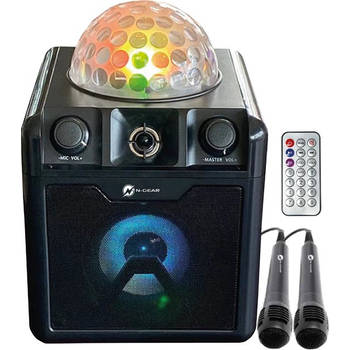 N-GEAR Disco Block 410 - Bluetooth Speaker - Karaokeset - Partybox met Verlichting + 2 Microfoons - Zwart