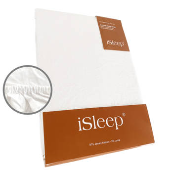 iSleep Hoeslaken Jersey Lycra - 90/100x200/220 cm - Wit