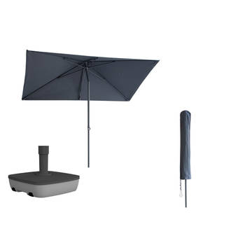 Kopu® Leon Parasol Rechthoek 150x250 cm - met Hoes en Voet - Grijs