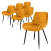 ML-Design Set van 6 Eetkamerstoelen Eetkamerstoel met Rugleuning en Armleuningen, Oker, Fluwelen Zitting, Metalen Poten,