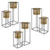 ML-Design bloemenstandaard set van 6, zwart-goud, 21x21x47/25x25x71 cm, gemaakt van staal, bloempotstandaard met