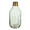Giftdecor Bloemenvaas Crystal Face - luxe deco glas - groen transparant - D11 x H24 cm - gouden top - Vazen