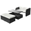 vidaXL 4-delige Loungeset met kussens poly rattan zwart