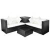 vidaXL 4-delige Loungeset met kussens poly rattan zwart