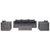 vidaXL 6-delige Loungeset met kussens poly rattan grijs