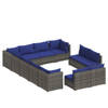 vidaXL 12-delige Loungeset met kussens poly rattan grijs