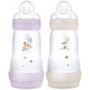 Set van 2 Babyflessen - MAM - Easy Start / Anti-Colic - 260 ml - Flow 2 Speen - Lila + Zand