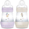 Set van 2 Babyflessen - MAM - Easy Start - Antikoliek - 160 ml - Flow 1 speen - Lila + Zand