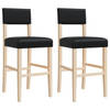 vidaXL Barstoelen 2 st massief rubberhout en kunstleer