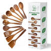 Bikolo® - Keukengerei Set 10-Delig - Kookgerei Set - Houten Spatel - Spatelset - Teakhout