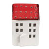 Clayre & Eef Decoratie Beeld Huis 8x7x12 cm Wit Rood Kunststof Wit