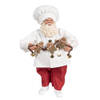 Clayre & Eef Kerstdecoratie Beeld Kerstman 27 cm Wit Rood Kunststof Wit