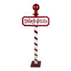 Clayre & Eef Kerstdecoratie Sign 46x18x110 cm Rood Wit IJzer NORTH POLE Paars