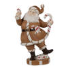 Clayre & Eef Kerstdecoratie Beeld Kerstman 20 cm Bruin Wit Kunststof Bruin