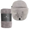 Fleece deken lichtgrijs 125 x 150 cm met voetenwarmer slof koala one size - Voetenwarmers