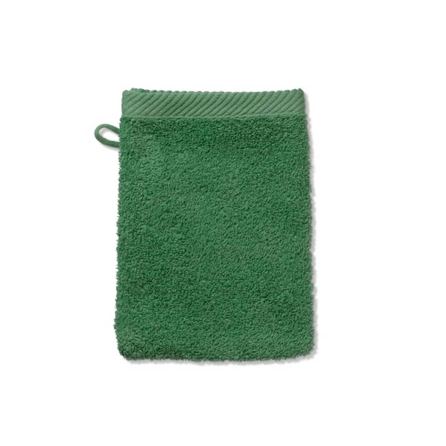 Kela Badkamer - Ladessa Washandje Leaf Green 15x21 cm Set van 3 Stuks - Katoen - Groen