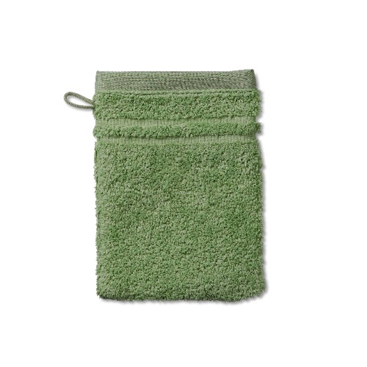 Kela Badkamer - Leonora Washandje Moss Green 15x21 cm Set van 3 Stuks - Katoen - Groen