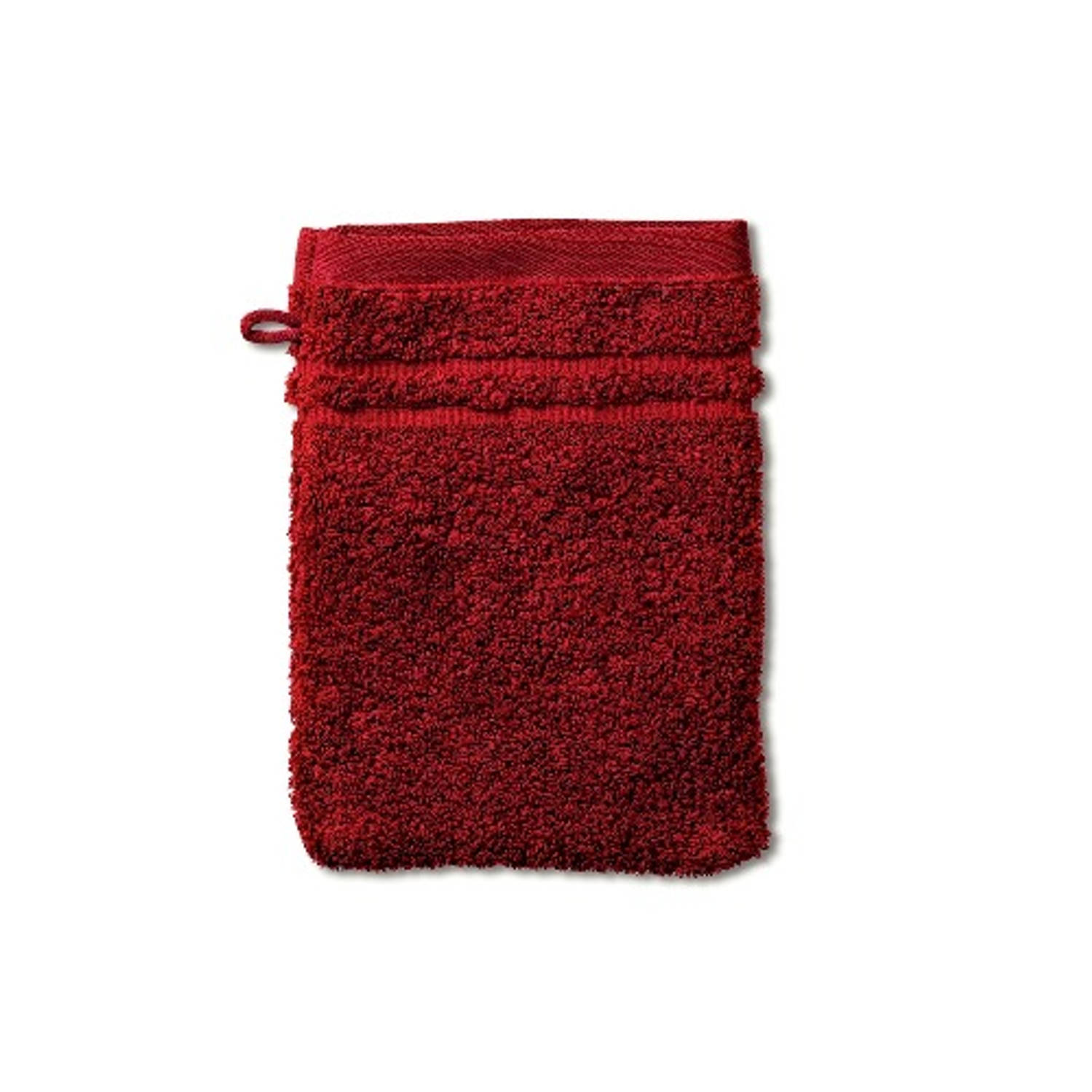 Kela Badkamer - Leonora Washandje Velvet Red 15x21 cm Set van 3 Stuks - Kunststof - Rood