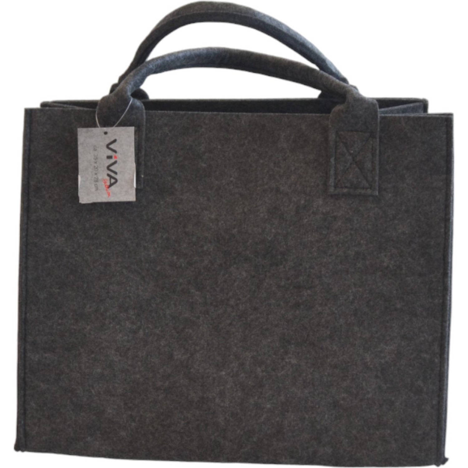 Boodschappentas Vilt - Zwart - 35 x 20 x 28 cm - Vilten tas - Stevige tas - Goodiebag - Shopper - Handtas