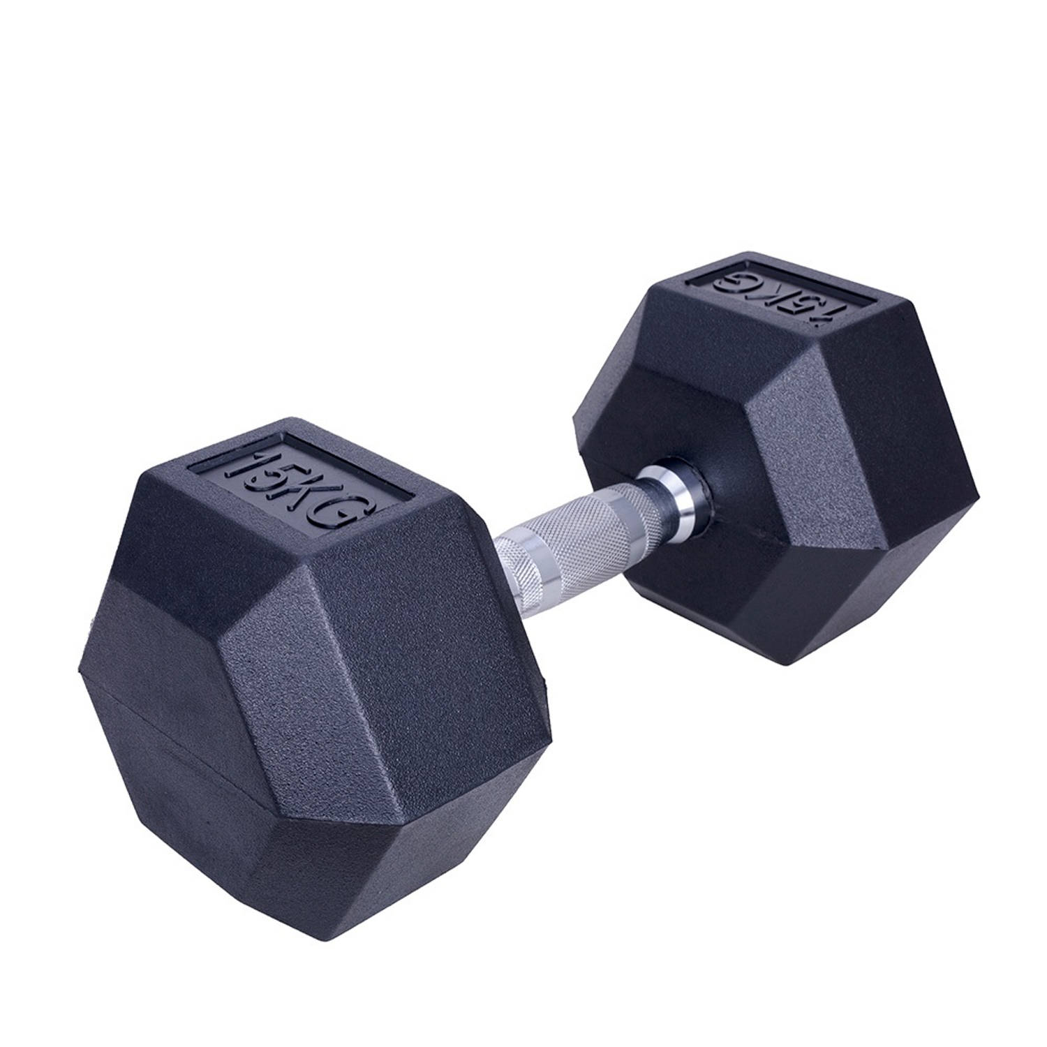 ForzaFit Hexagon Dumbbell 15 kg - Zwart - Rubber - Halter Gewicht voor Fitness