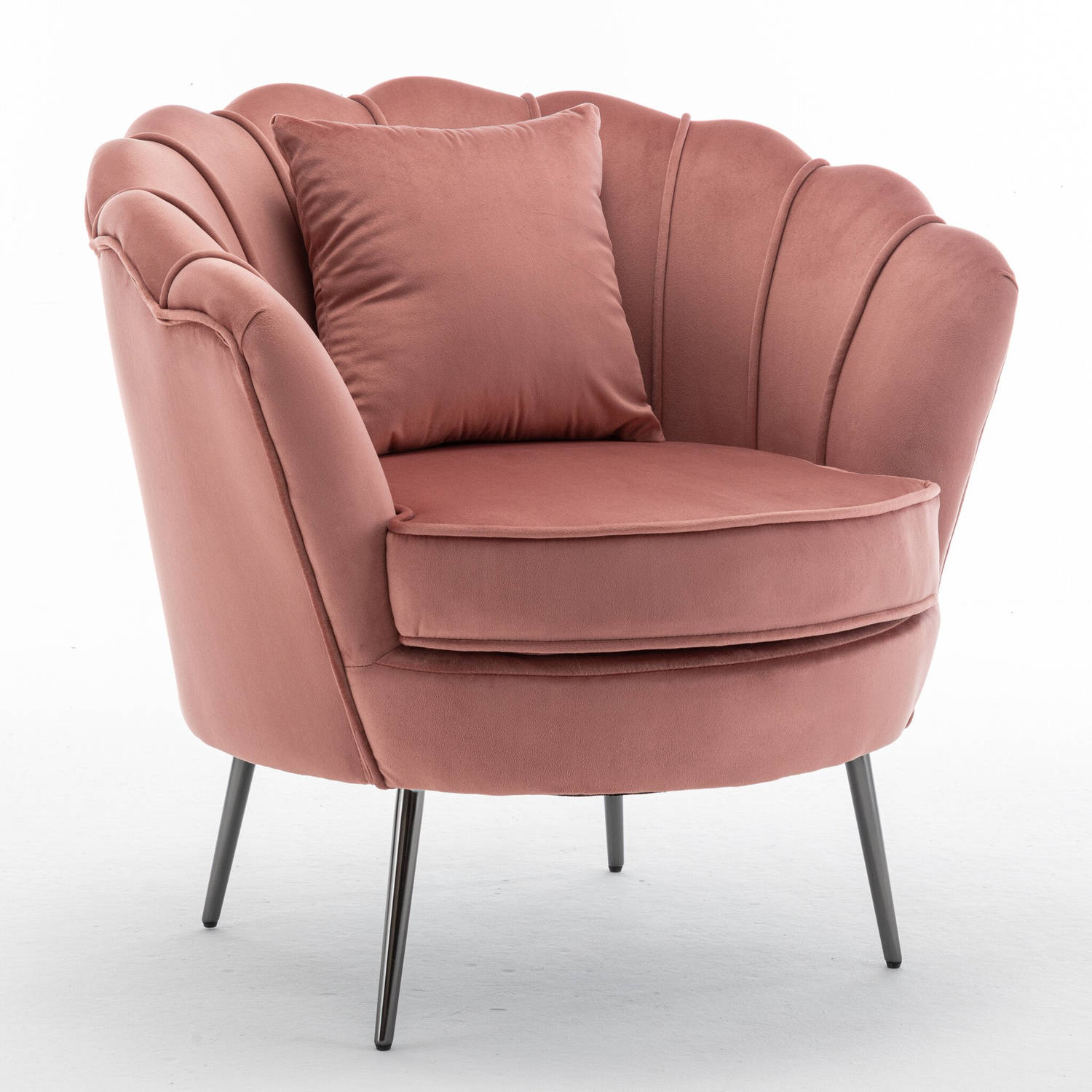 Fauteuil zitbank 1 persoons stoel Anna velvet oud roze bankje