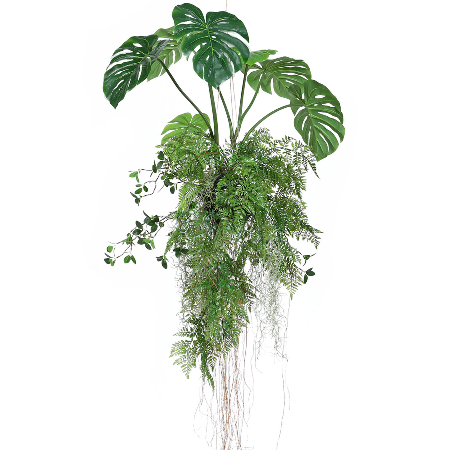 Kunst hangplant Monstera/Varen bal 100 cm XL