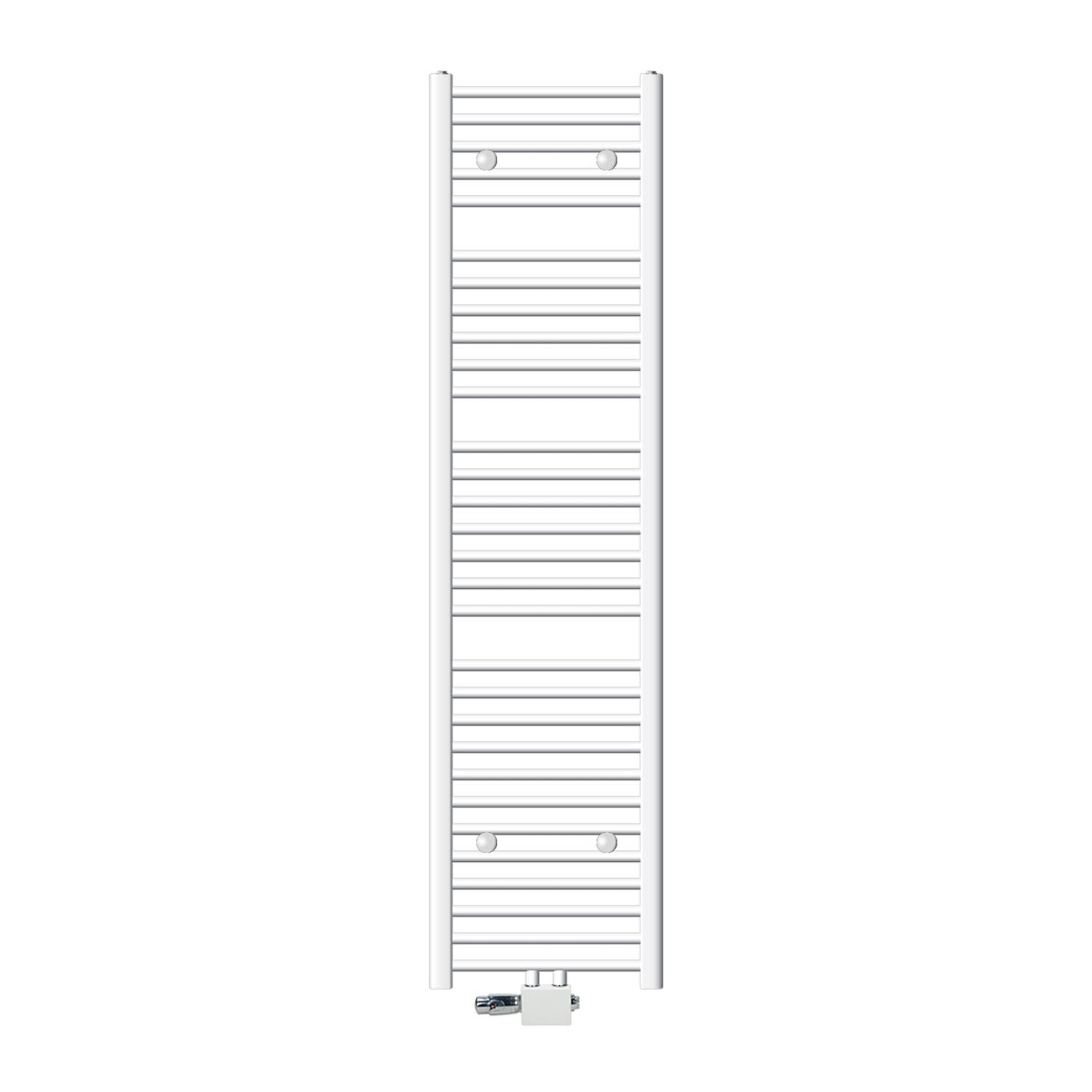 Badkamerradiator Sahara 400 x 1800 mm Wit gebogen + middenaansluiting