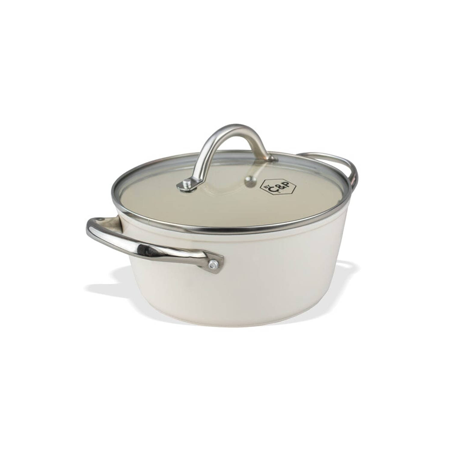 BY C&P - Go Ivory Kookpot met deksel 20 cm - Inductie - PFAS vrij - Vaatwasser en Oven geschikt