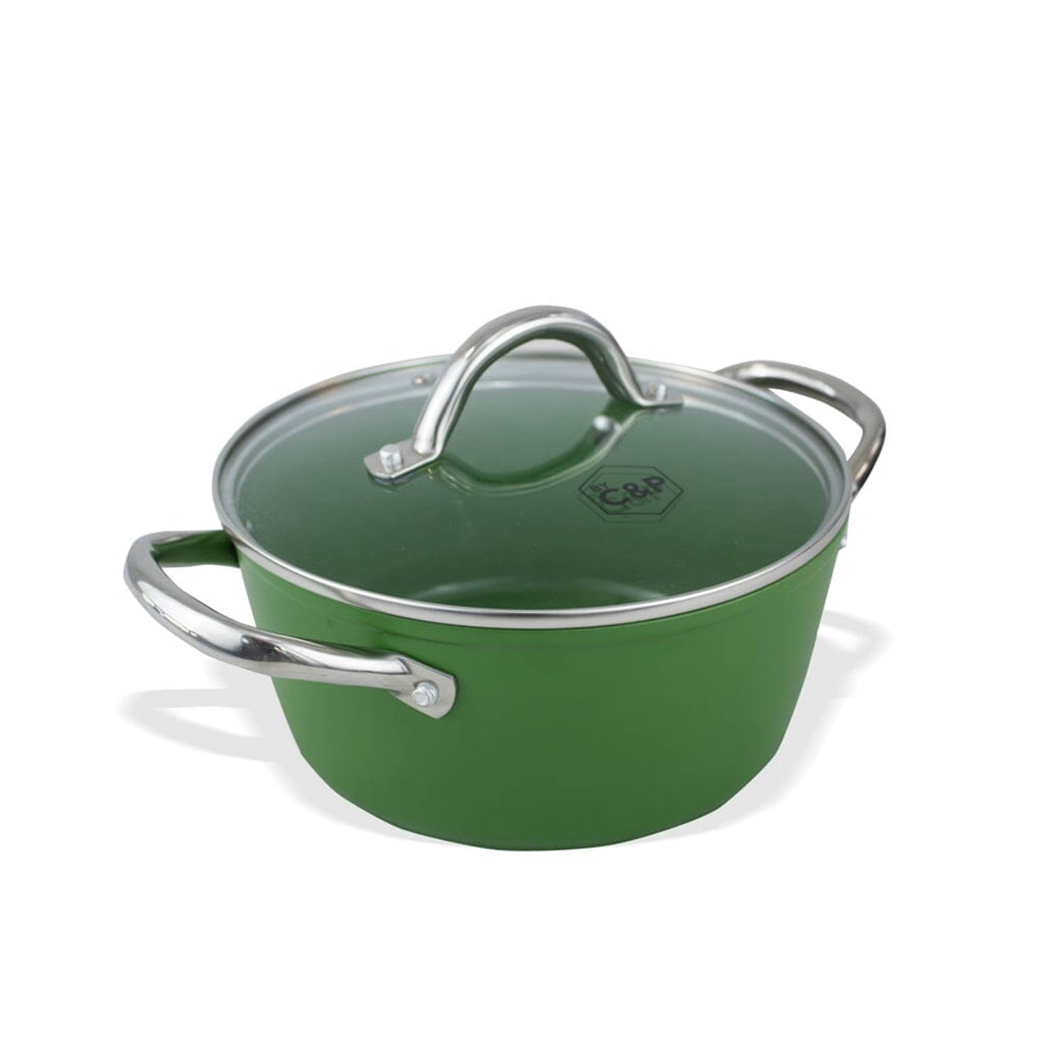 BY C&P - Go Green Kookpot met deksel 22 cm groen - Inductie - PFAS vrij - Vaatwasser geschikt